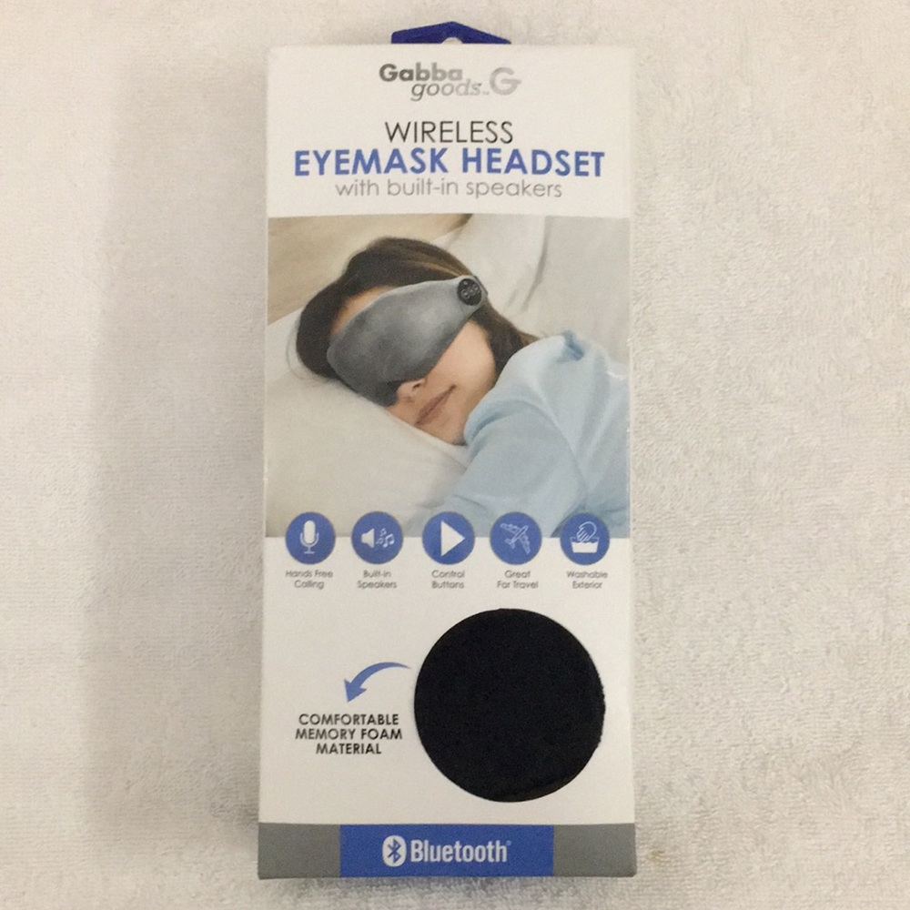 GABBA GOODS Wireless Eyemask Headset w/Built-In Speakers Bluetooth Black New